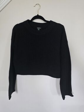 Wild Fable Black Cropped Ribbed Crewneck Sweater Women’s XL